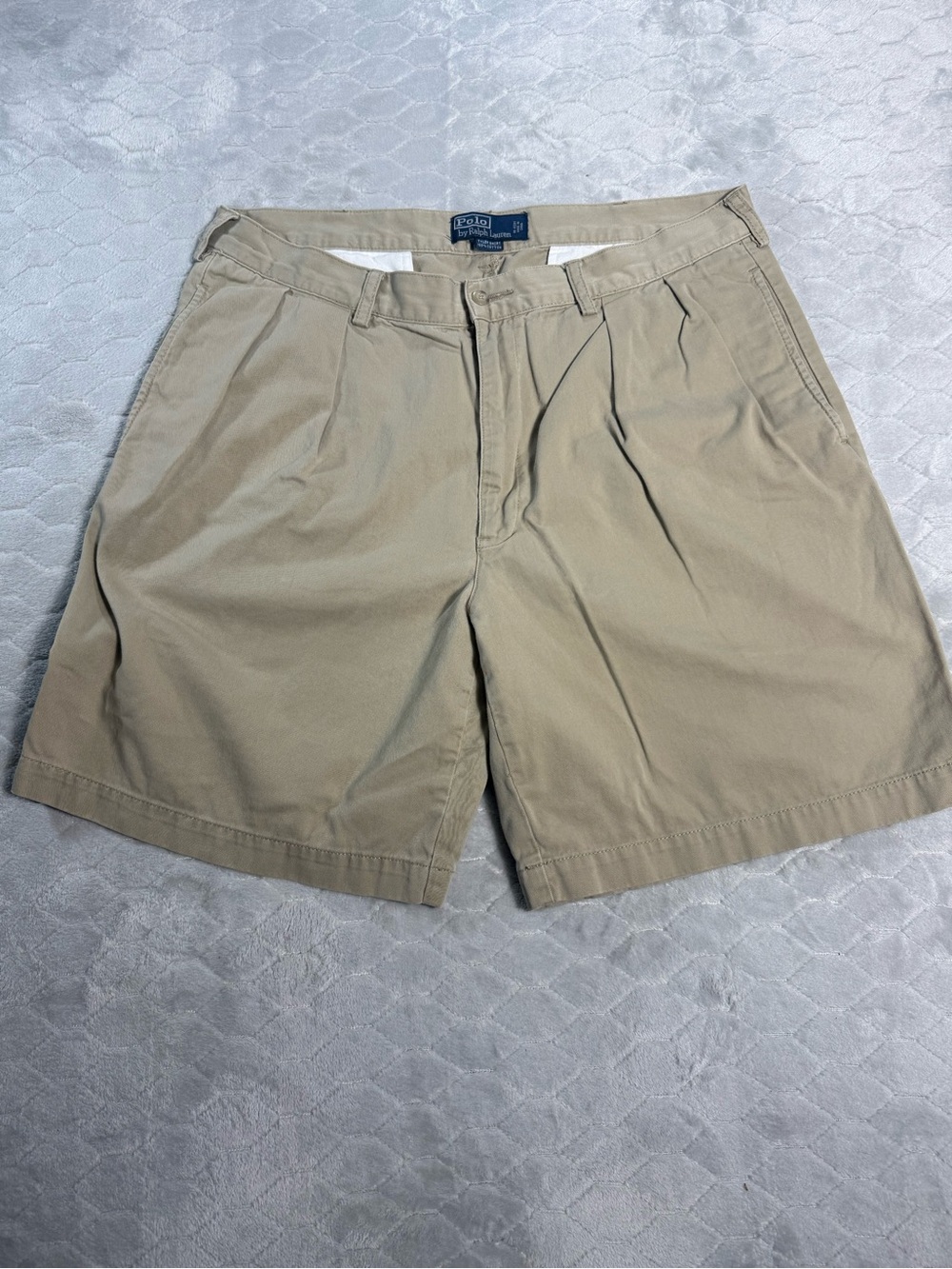 Polo Ralph Lauren Tyler Shorts‎ Size 38 Fits 37 Khaki Pleated Chino Cotton